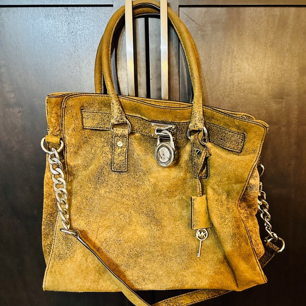 Michael Kors Suede Tote Bag in Mustard